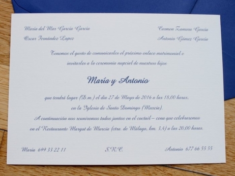 Invitación de boda - CLÁSICA AZUL MARINO