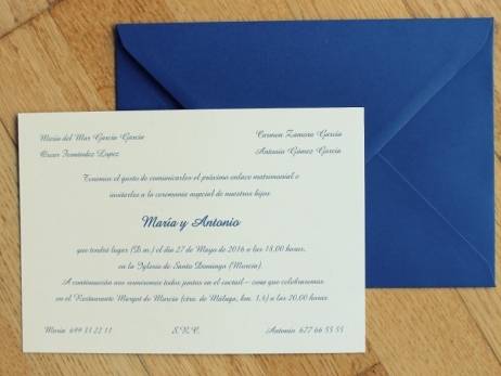 Invitación de boda - CLÁSICA AZUL MARINO