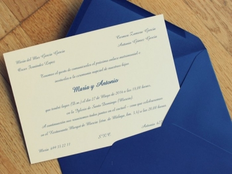 Invitación de boda - CLÁSICA AZUL MARINO