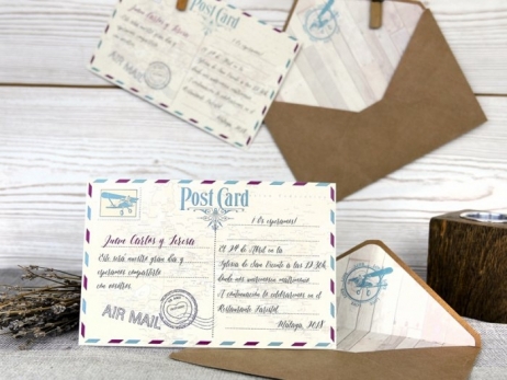 Invitación de boda - POSTAL DE VIAJE    (A51532)