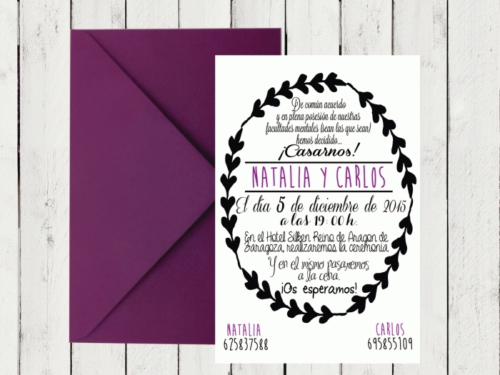 Invitación de boda - CENEFA LILA