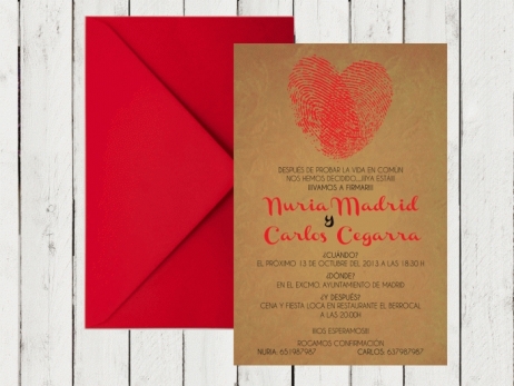 Invitación de boda - KRAFT HUELLAS DACTILARES