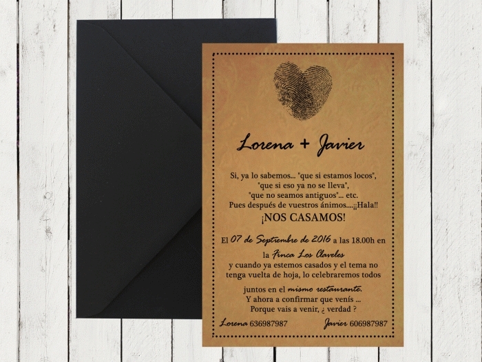 Invitación de boda - KRAFT HUELLAS DACTILARES 3