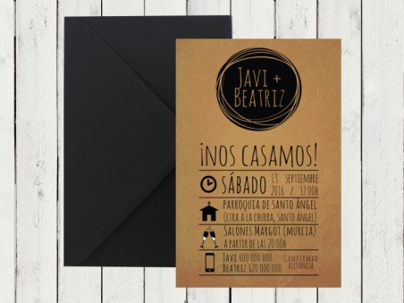 Invitación de boda barata original KRAFT TIMELINE