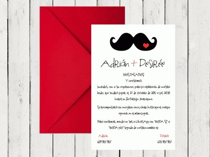 Invitación de boda - MOSTACHO