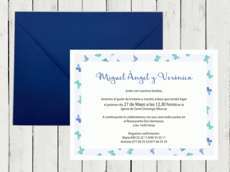 .Invitación de boda - MARIPOSAS AZUL