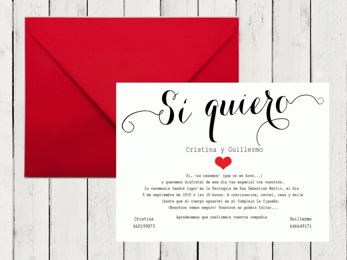 Invitación de boda - SI QUIERO