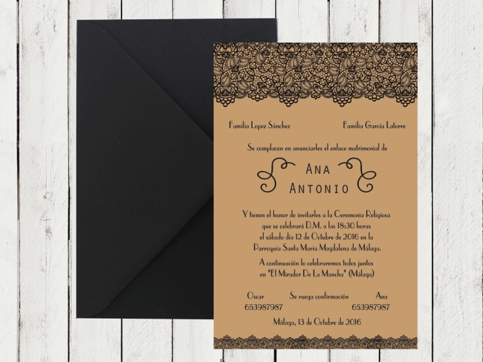 Invitación de boda - KRAFT ENCAJE 2 Invitación de boda - KRAFT ENCAJE 2