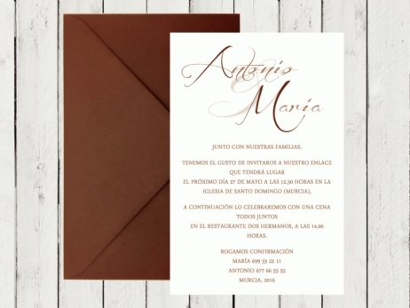 Invitación de boda - CLÁSICA 2 MARRON CHOCOLATE