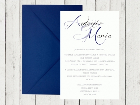 Invitación de boda - CLÁSICA 2 AZUL MARINO