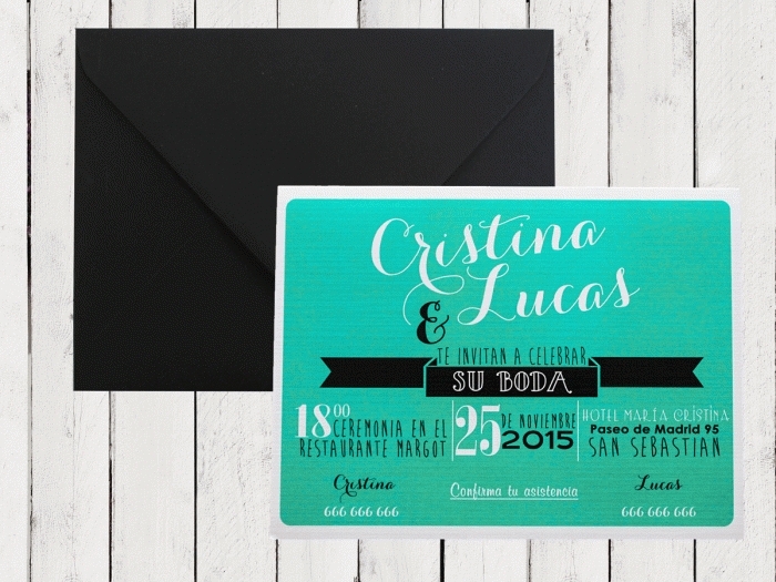 Invitación de boda - AMERICAN STYLE TURQUESA