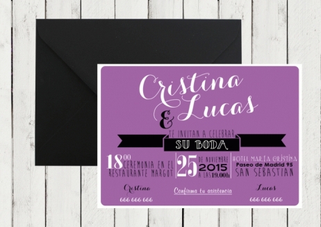 Invitación de boda - AMERICAN STYLE LILA