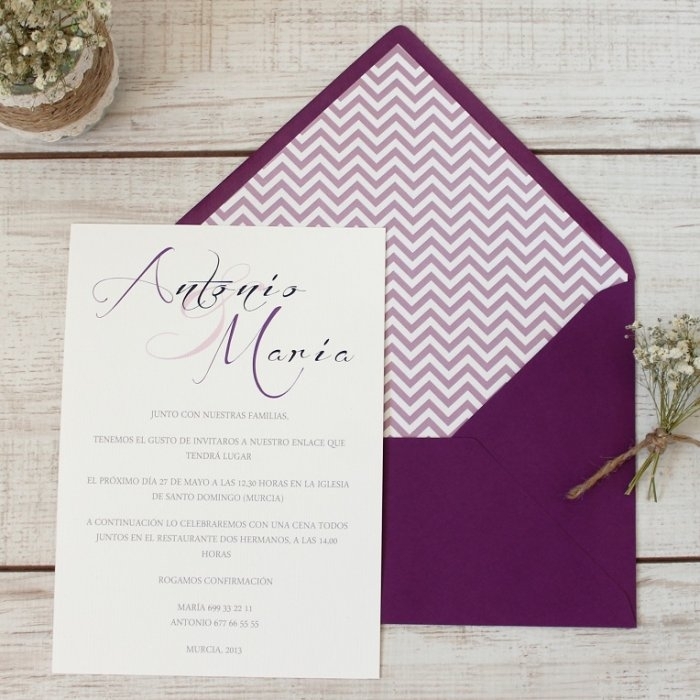 Invitación de boda - CLÁSICA SIMPLE LILA CHEVRON