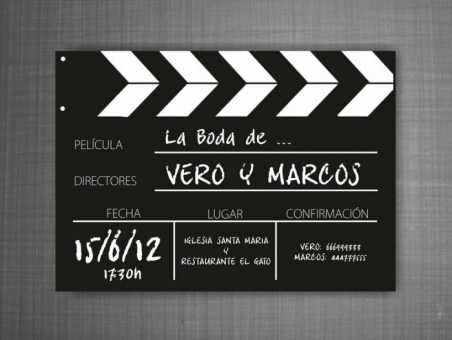 Invitación de boda CLAQUETA cine