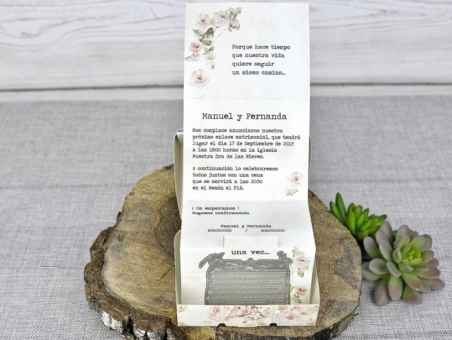 Invitación de boda maleta vintage barata 39300