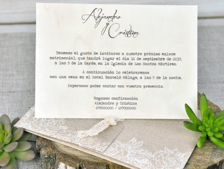 Invitación de boda barata rustica vintage 39302
