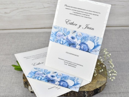 Invitación de boda flores sencilla clasica 39305