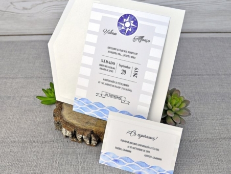 Invitación de boda MARINERA nautica playa 39300