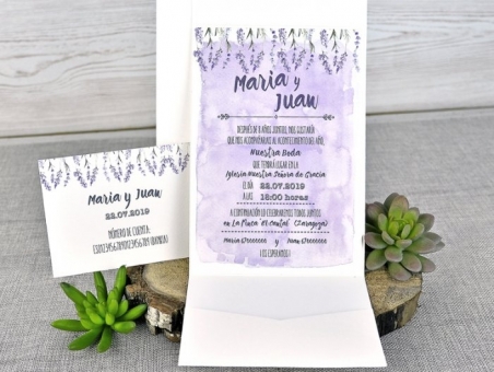 Invitación de boda barata LAVANDA 39311