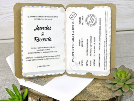 Invitación de boda - PASAPORTE VIAJE   (39315 C)