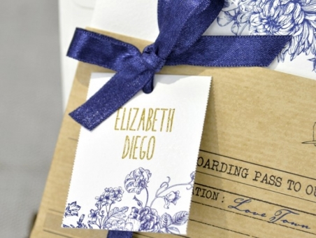 Invitación de boda barata elegante viaje 39325