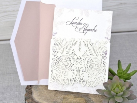 Invitación de boda elegante sencilla CORTE LASER 393281 