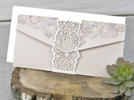 Invitación de boda - CORTE LASER CARD 39330   moderna, elegante, floral
