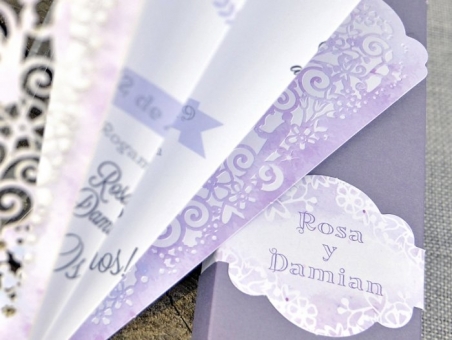 Invitación de boda original diferente elegante abanico 39332