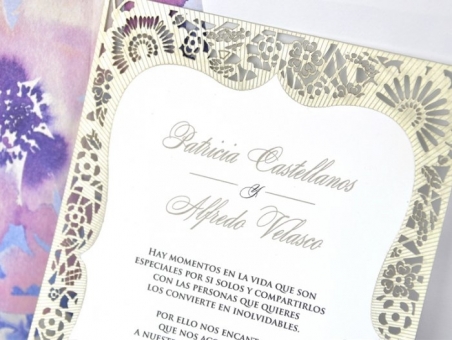 Invitación de boda CORTE LASER CARD 39341 sin forro en el sobre