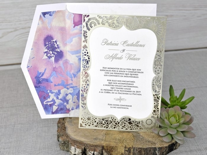 Invitación de boda - CORTE LASER con forro en sobre (C34139) Invitación de boda - CORTE LASER con forro en sobre (C34139)