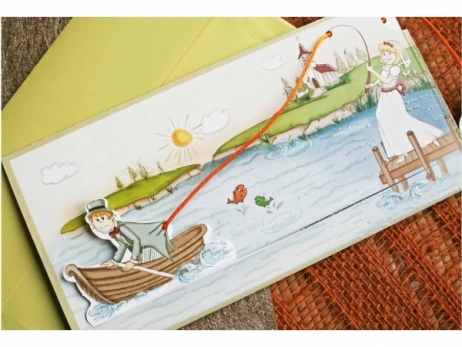 Invitación de boda - NOVIOS PESCANDO   (CARD 32405D)