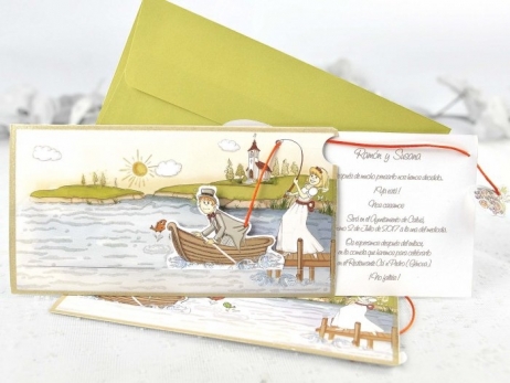 Invitación de boda - NOVIOS PESCANDO   (CARD 32405D)