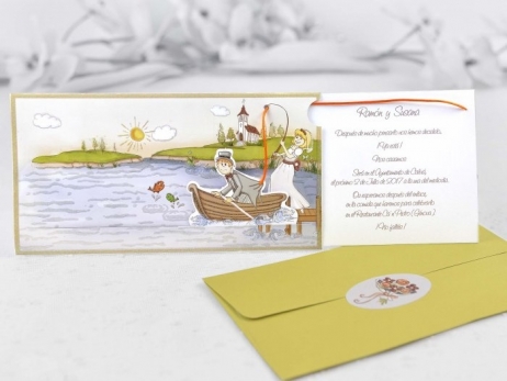 Invitación de boda - NOVIOS PESCANDO   (32405 D)