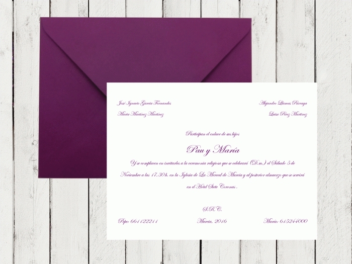 Invitación de boda - CLÁSICA MORADO