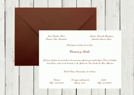 Invitación de boda - CLÁSICA MARRON CHOCOLATE