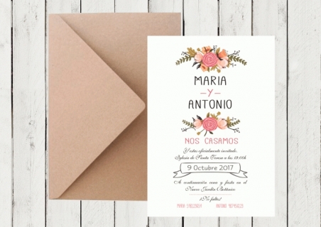 Invitación de boda sencilla con flores FLORAL CARD