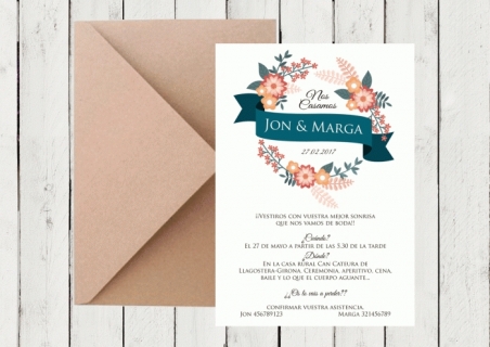 .Invitación de boda - CORONA FLORAL 3