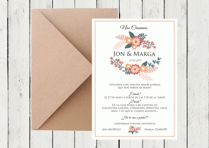 Invitación de boda - CORONA FLORAL 4