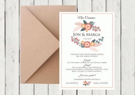 Invitación de boda en oferta CORONA FLORAL 4