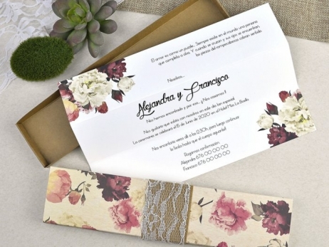 Invitación de boda - CAJA FLORES VINTAGE   (39601 F)