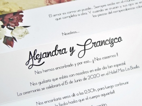 Invitación de boda CAJA FLORES VINTAGE 39601