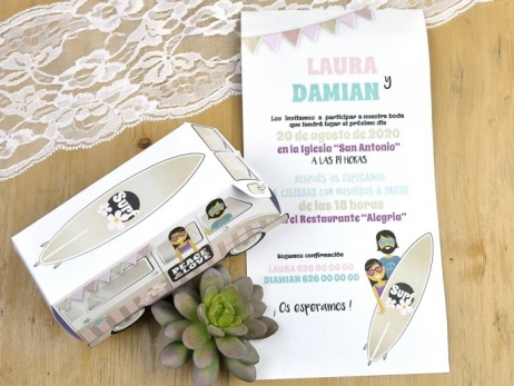 Invitación de boda - FURGONETA VINTAGE   (C39603A)