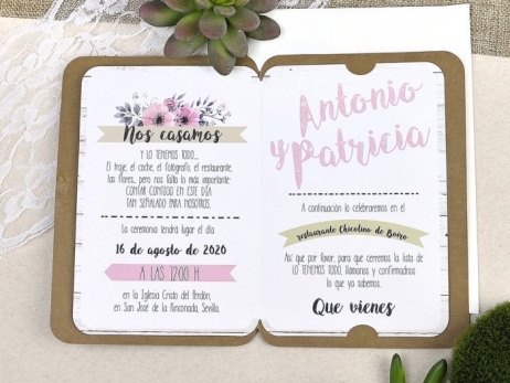 Invitación de boda - ROMÁNTICA FLORES   (C39606B)