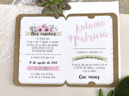 Invitación de boda ROMÁNTICA FLORES 39606