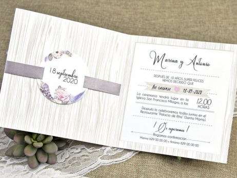 Invitación de boda - FLORES ACUARELA  (39613 D)