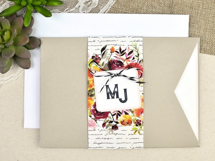 Invitación de boda - KRAFT CON FLORES (C39614F) Invitación de boda - KRAFT CON FLORES (C39614F)