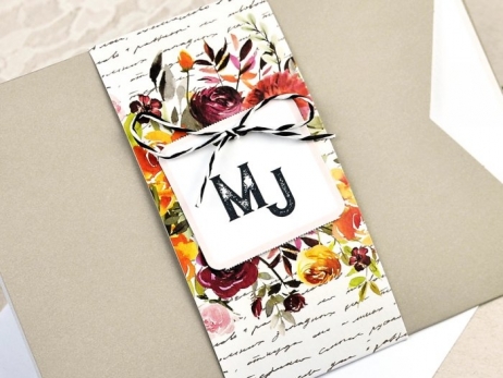 Invitación de boda - KRAFT CON FLORES    (C39614F)