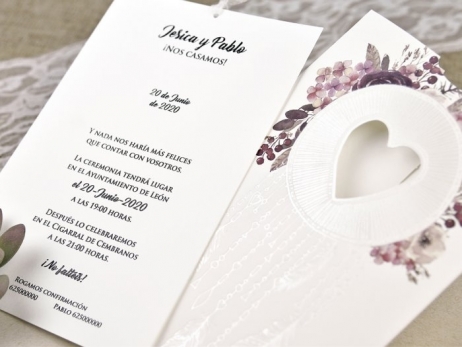 Invitación de boda - CON FLORES ACUARELA   (39615 D)