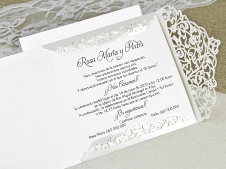 Invitación de boda elegante sencilla RAMAS CORTE LASER 39617