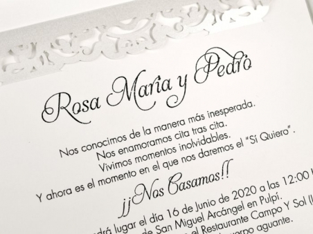 Invitación de boda elegante sencilla RAMAS CORTE LASER 39617